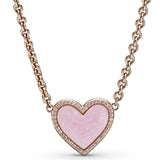 Rainbow Heart Lock Studded Chain Necklace 925 Silver