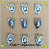 100pcs Religious Rosary Part Centerpiece with Epoxy Divine Mercy Icons
