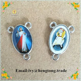 100pcs Religious Rosary Part Centerpiece with Epoxy Divine Mercy Icons