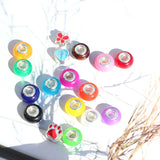 100pcs Cat Eye Resin Beads Silver Core European Charm Bracelet DIY Mix