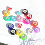 100pcs Cat Eye Resin Beads Silver Core European Charm Bracelet DIY Mix