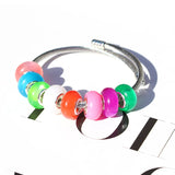 100pcs Cat Eye Resin Beads Silver Core European Charm Bracelet DIY Mix
