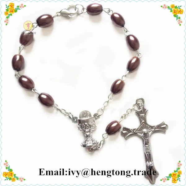 Religious Rosary Bracelet with Chalice Center - 10pcs Pack