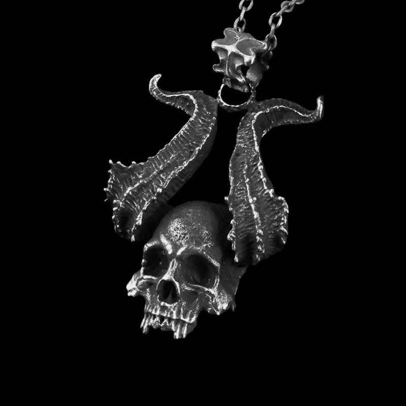 Evil Skull Pendant Necklace Men's Biker Rock Punk Jewelry