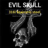 Evil Skull Pendant Necklace Men's Biker Rock Punk Jewelry