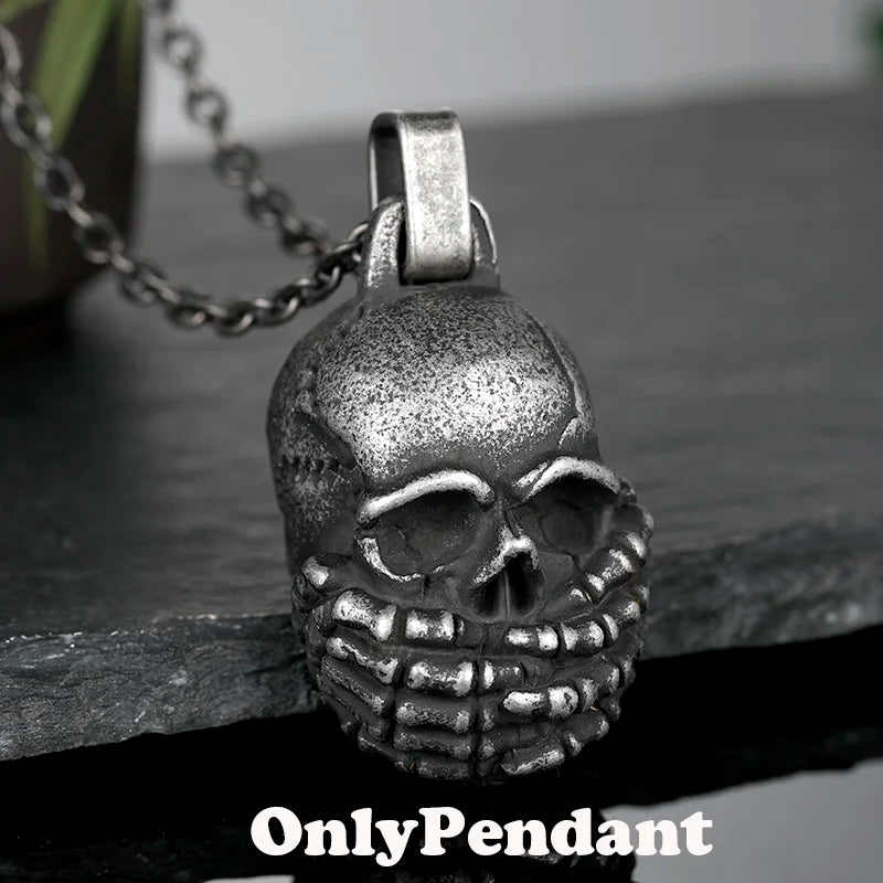 Retro Hip-hop Punk Stainless Steel Skull Pendant Necklace