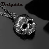 Skull Pendant Necklace Stainless Steel Punk Biker Jewelry