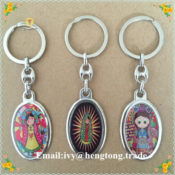 Religious Catholic Rosary Keychain with Baby Guadalupe Image