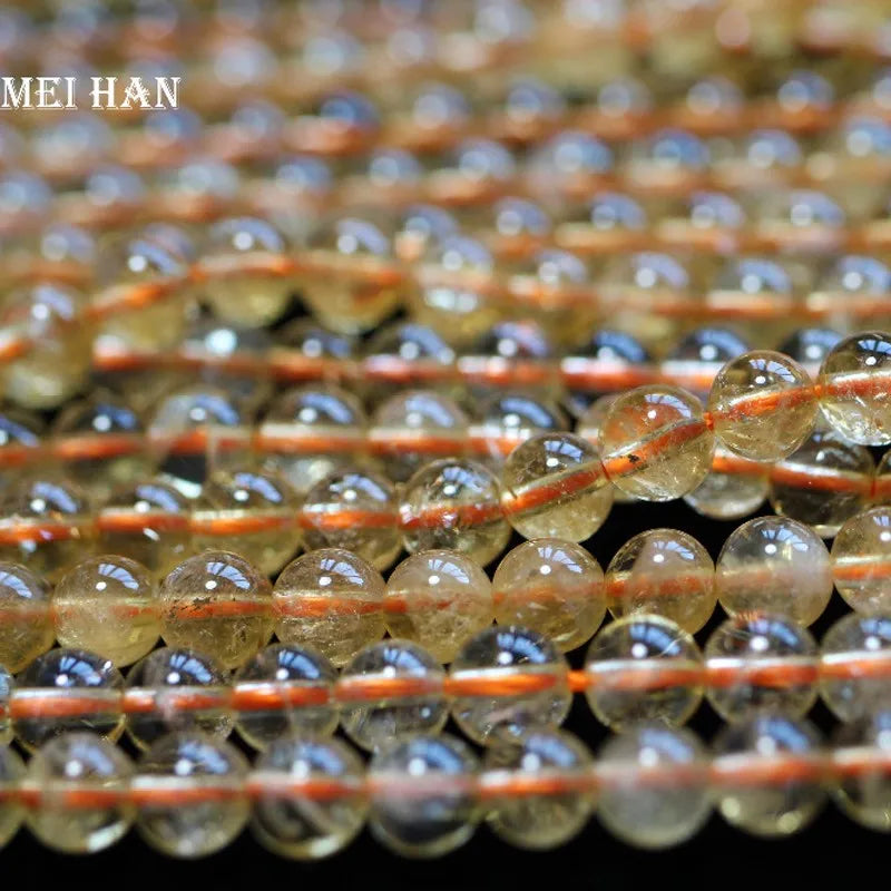 Natural Citrine Smooth Round Loose Beads Set for Jewelry Making