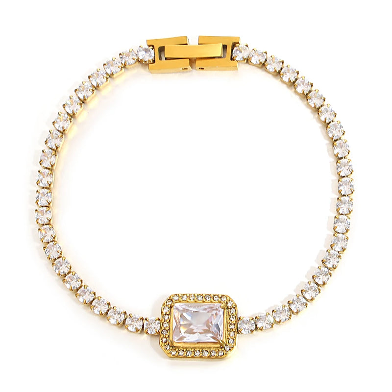 Stainless Steel Zircon Bracelet Bling Rhinestone Bangle