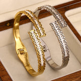 Zircon Stainless Steel Cuff Bangles Number 8 Shape Bracelet