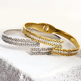 Zircon Stainless Steel Cuff Bangles Number 8 Shape Bracelet