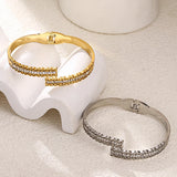 Zircon Stainless Steel Cuff Bangles Number 8 Shape Bracelet