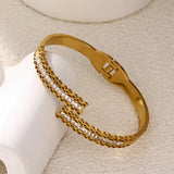 Zircon Stainless Steel Cuff Bangles Number 8 Shape Bracelet