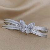 Stainless Steel Butterfly Bangles Bracelets for Women Charm Layered Cuff Bangle