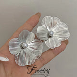 Pearl Inlaid Floral Stud Earrings for Women Party Jewelry