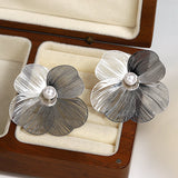 Pearl Inlaid Floral Stud Earrings for Women Party Jewelry