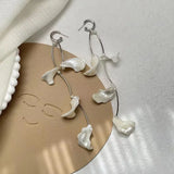 Natural Shell Tassel Earrings for Women French Pearls Flower Hanging Earrings
