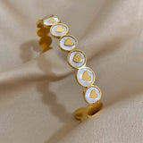 Romantic Love Heart Stainless Steel Open Bangles for Women Shell Charm Bracelets