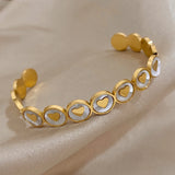 Romantic Love Heart Stainless Steel Open Bangles for Women Shell Charm Bracelets