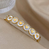 Romantic Love Heart Stainless Steel Open Bangles for Women Shell Charm Bracelets
