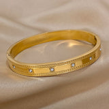 Stainless Steel Bangles for Women with Cubic Zirconia, Waterproof Jewelry