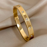 Stainless Steel Bangles for Women with Cubic Zirconia, Waterproof Jewelry