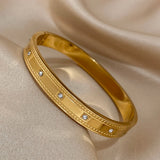 Stainless Steel Bangles for Women with Cubic Zirconia, Waterproof Jewelry