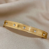 Stainless Steel Bangles for Women with Cubic Zirconia, Waterproof Jewelry