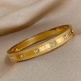 Stainless Steel Bangles for Women with Cubic Zirconia, Waterproof Jewelry