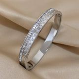 Stainless Steel CZ Bangle Bracelet Waterproof Jewelry