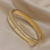 Stainless Steel CZ Bangle Bracelet Waterproof Jewelry