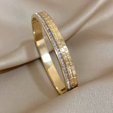 Stainless Steel CZ Bangle Bracelet Waterproof Jewelry