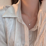 French 925 Silver Diamond Necklace Zircon Pendant Clavicle Chain