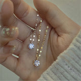 French 925 Silver Diamond Necklace Zircon Pendant Clavicle Chain
