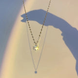 French 925 Silver Diamond Necklace Zircon Pendant Clavicle Chain