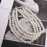 French Baroque Pearl 4 Layer Necklace
