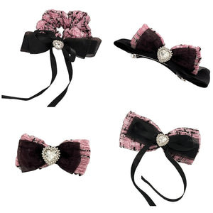 French Bowknot Hair Clips Tweeds Hair Clips Large Catch Barrette