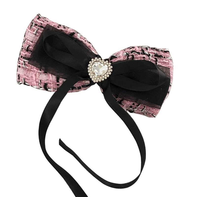 French Bowknot Hair Clips Tweeds Hair Clips Large Catch Barrette