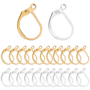 French Brass Earring Hook Leverback Ear Wire Deco DIY Silver 100x
