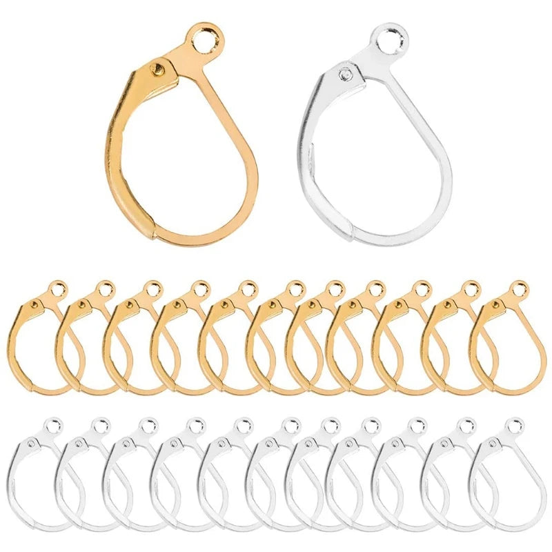 French Brass Earring Hook Leverback Ear Wire Deco DIY Silver 100x