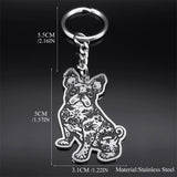 French Bulldog Dog Key Chain Ring Women Stainless Steel Silver Bag Keychain