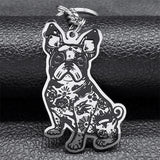 French Bulldog Dog Key Chain Ring Women Stainless Steel Silver Bag Keychain