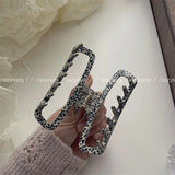French Beige Geometric Marble Hair Claw for Women Girls Hairwear