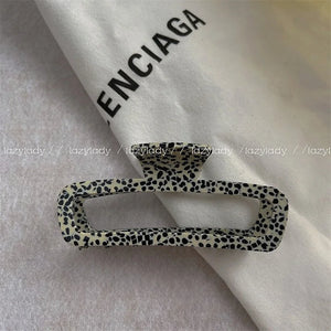 French Beige Geometric Marble Hair Claw for Women Girls Hairwear