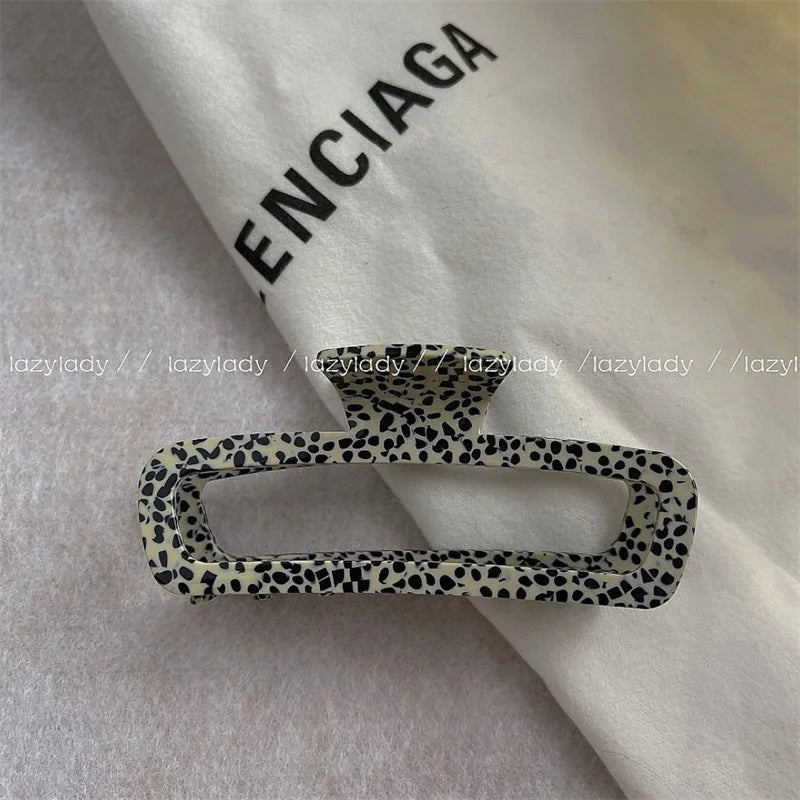 French Beige Geometric Marble Hair Claw for Women Girls Hairwear