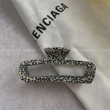 French Beige Geometric Marble Hair Claw for Women Girls Hairwear