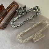 French Beige Geometric Marble Hair Claw for Women Girls Hairwear