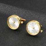 French Clock Quartz Watch Silver Cufflinks