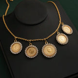 French Coin Jewelry Pendant Necklace Plated Twisted Chain